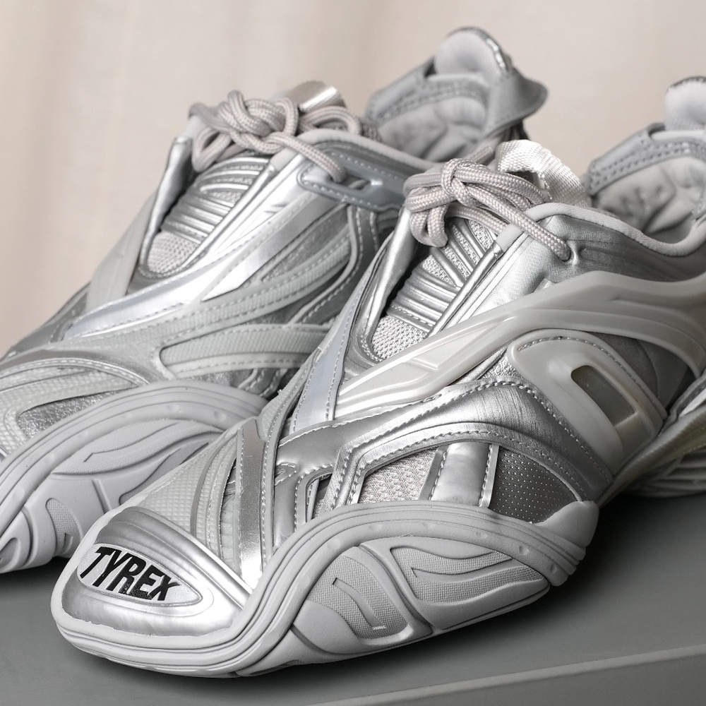 BALENCIAGA Tyrex Sneakers | Silver | SIZE 38/ US 8 (UNWORN)